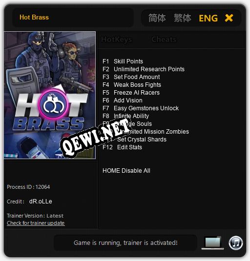 Hot Brass: Трейнер +12 [v1.1]