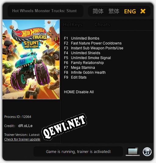 Hot Wheels Monster Trucks: Stunt Mayhem: Трейнер +9 [v1.4]
