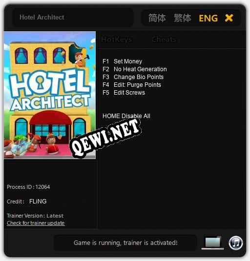 Трейнер для Hotel Architect [v1.0.8]