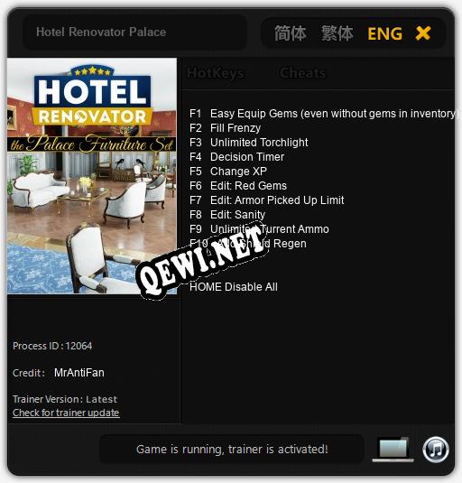 Hotel Renovator Palace: ТРЕЙНЕР И ЧИТЫ (V1.0.87)