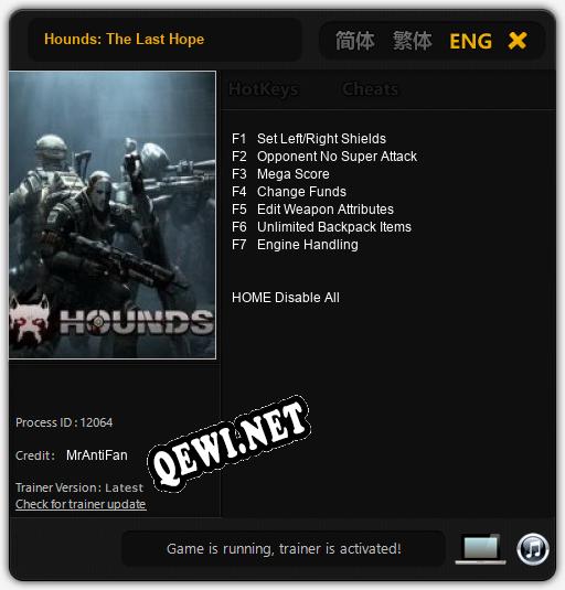 Hounds: The Last Hope: Трейнер +7 [v1.8]