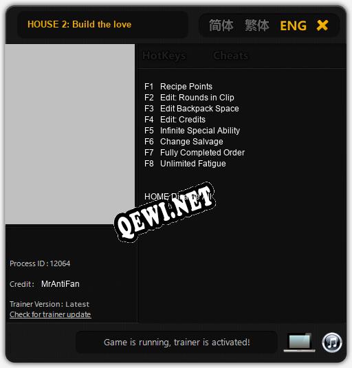 HOUSE 2: Build the love: Трейнер +8 [v1.6]