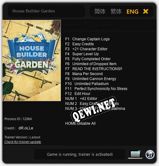 House Builder Garden: Трейнер +15 [v1.1]