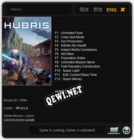 Hubris: Читы, Трейнер +12 [dR.oLLe]