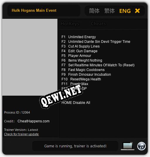 Hulk Hogans Main Event: Читы, Трейнер +12 [CheatHappens.com]