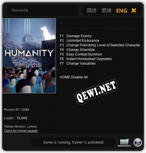 Humanity: Читы, Трейнер +7 [FLiNG]