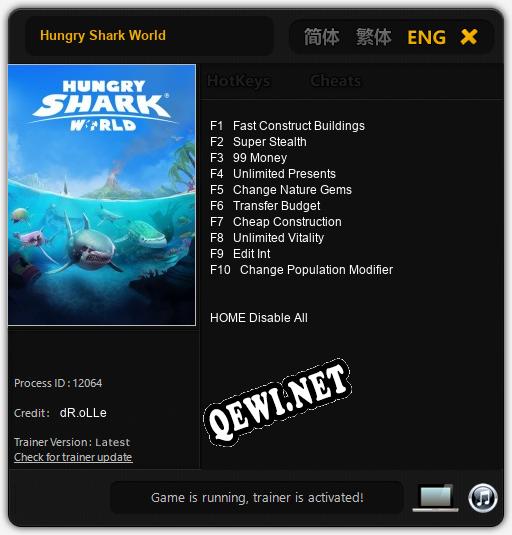 Трейнер для Hungry Shark World [v1.0.4]