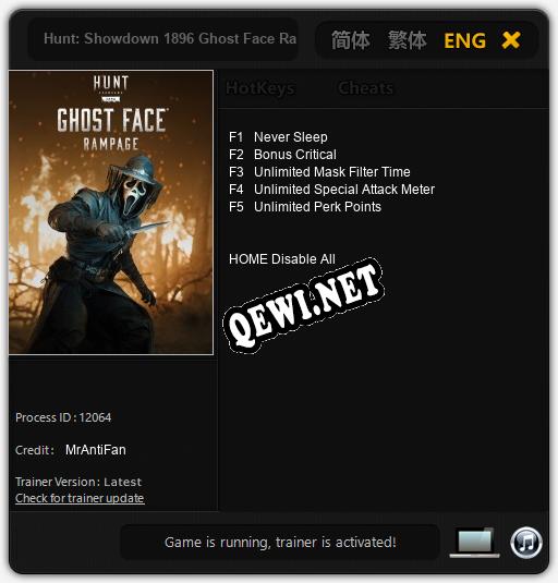 Трейнер для Hunt: Showdown 1896 Ghost Face Rampage [v1.0.1]