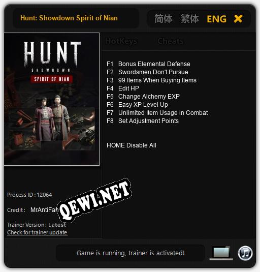 Hunt: Showdown Spirit of Nian: Трейнер +8 [v1.2]