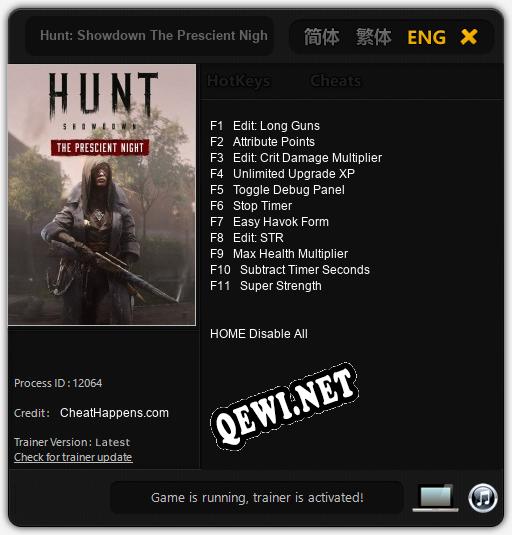 Трейнер для Hunt: Showdown The Prescient Night [v1.0.7]