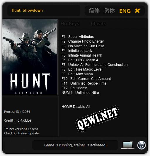 Hunt: Showdown: ТРЕЙНЕР И ЧИТЫ (V1.0.45)