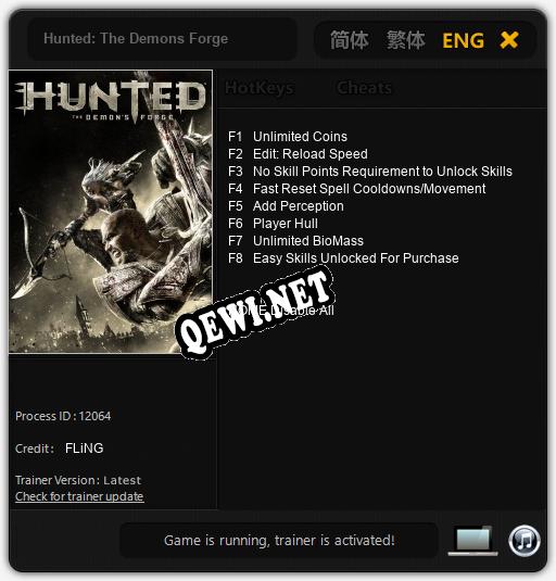 Hunted: The Demons Forge: Трейнер +8 [v1.3]