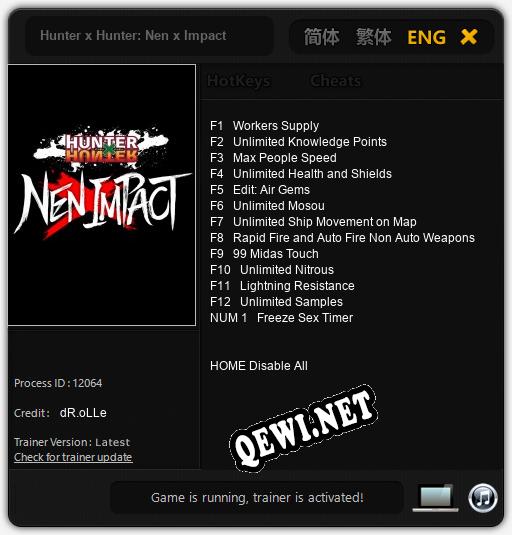 Hunter x Hunter: Nen x Impact: Трейнер +13 [v1.3]