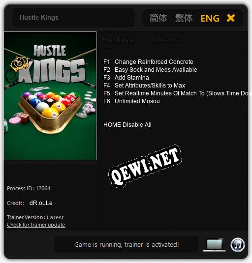 Hustle Kings: Трейнер +6 [v1.8]
