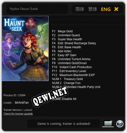 Трейнер для Hydes Haunt Seek [v1.0.9]