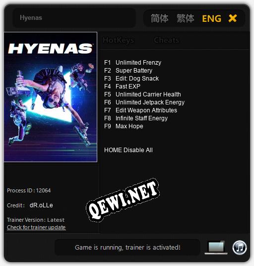Hyenas: ТРЕЙНЕР И ЧИТЫ (V1.0.45)