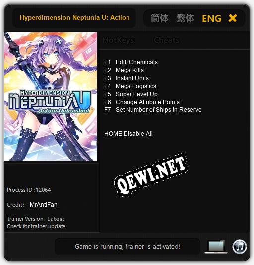 Hyperdimension Neptunia U: Action Unleashed: ТРЕЙНЕР И ЧИТЫ (V1.0.47)