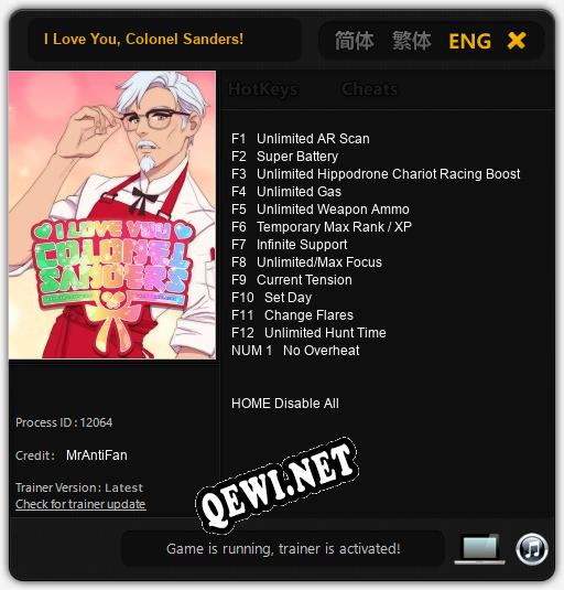 I Love You, Colonel Sanders!: Трейнер +13 [v1.1]