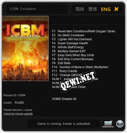 Трейнер для ICBM: Escalation [v1.0.4]