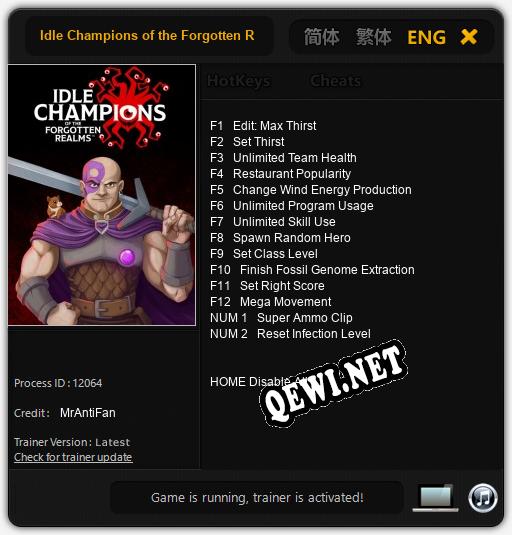 Трейнер для Idle Champions of the Forgotten Realms [v1.0.2]