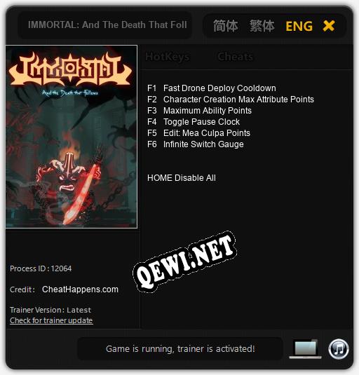 IMMORTAL: And The Death That Follows: Трейнер +6 [v1.8]