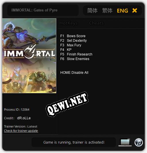 IMMORTAL: Gates of Pyre: ТРЕЙНЕР И ЧИТЫ (V1.0.22)