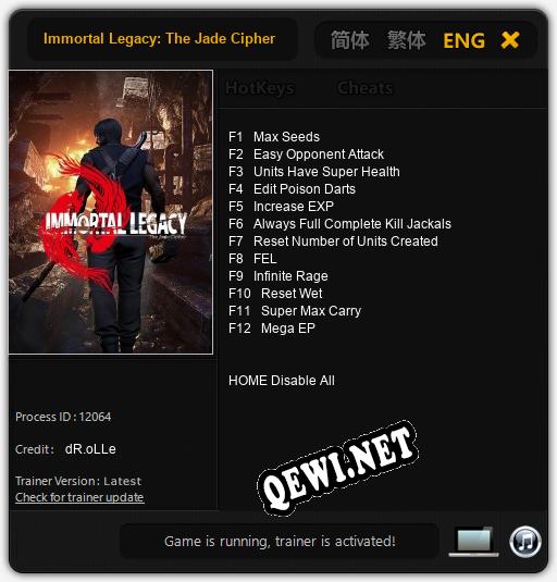 Immortal Legacy: The Jade Cipher: ТРЕЙНЕР И ЧИТЫ (V1.0.52)
