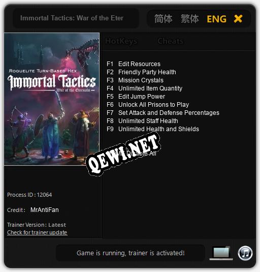 Immortal Tactics: War of the Eternals: Читы, Трейнер +9 [MrAntiFan]