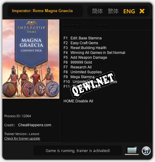 Трейнер для Imperator: Rome Magna Graecia [v1.0.7]