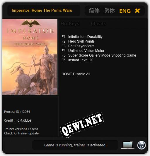 Трейнер для Imperator: Rome The Punic Wars [v1.0.4]