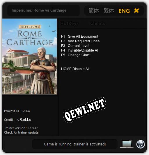 Трейнер для Imperiums: Rome vs Carthage [v1.0.7]
