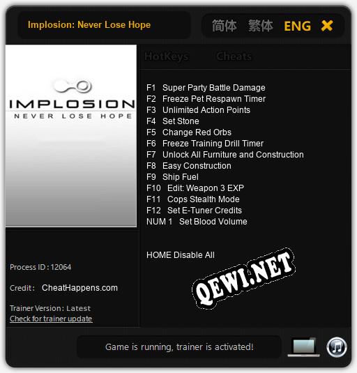 Трейнер для Implosion: Never Lose Hope [v1.0.5]