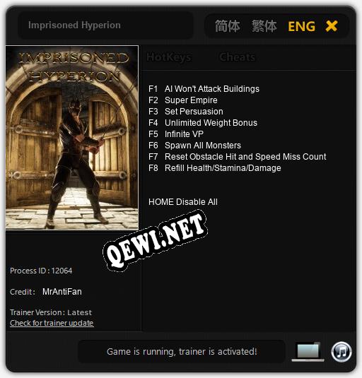 Imprisoned Hyperion: ТРЕЙНЕР И ЧИТЫ (V1.0.58)