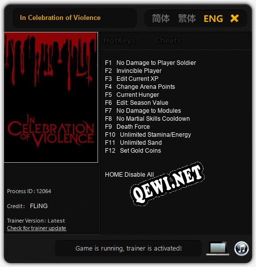 In Celebration of Violence: ТРЕЙНЕР И ЧИТЫ (V1.0.80)