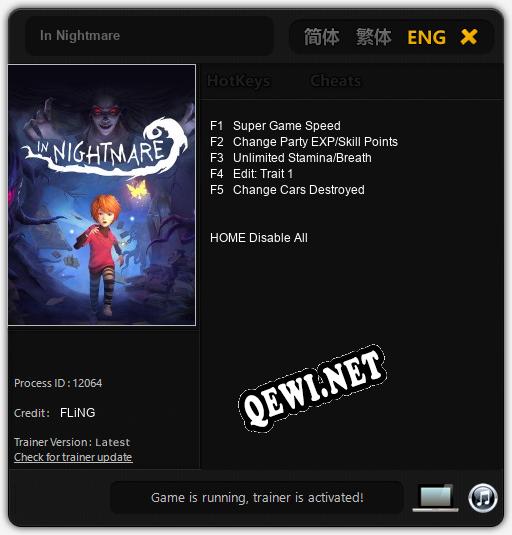 Трейнер для In Nightmare [v1.0.7]