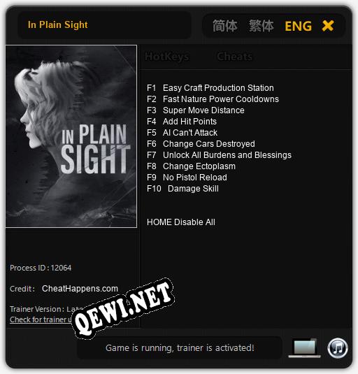 In Plain Sight: Трейнер +10 [v1.3]