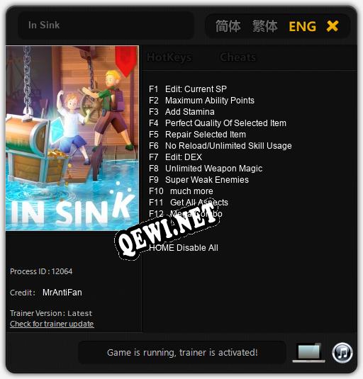 In Sink: ТРЕЙНЕР И ЧИТЫ (V1.0.7)