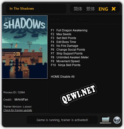 Трейнер для In The Shadows [v1.0.7]