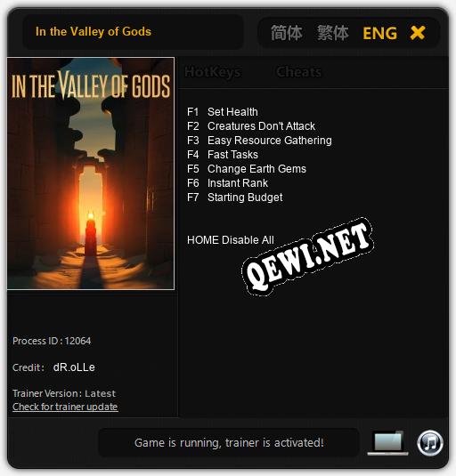 In the Valley of Gods: Трейнер +7 [v1.5]