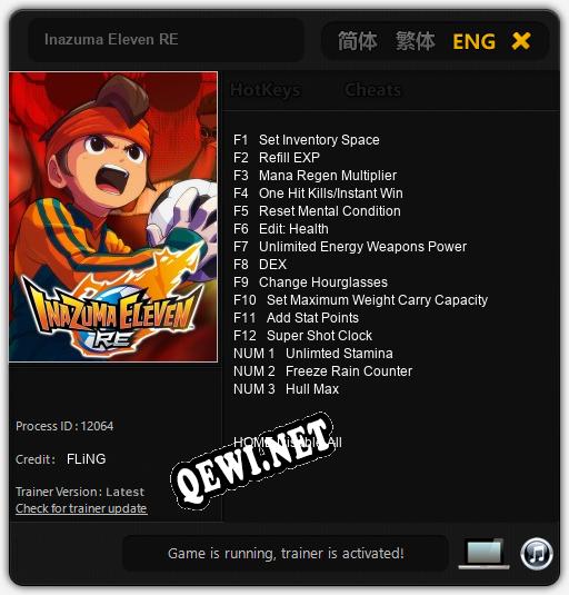 Трейнер для Inazuma Eleven RE [v1.0.3]