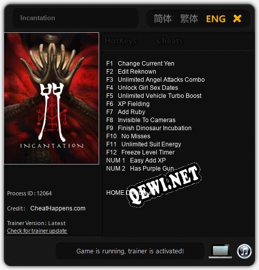 Incantation: Читы, Трейнер +14 [CheatHappens.com]