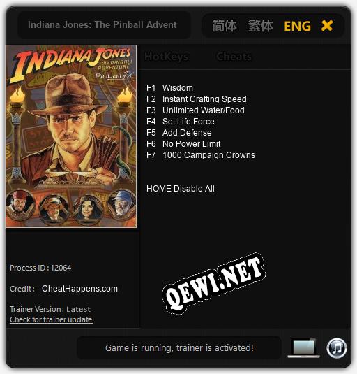 Indiana Jones: The Pinball Adventure: Читы, Трейнер +7 [CheatHappens.com]