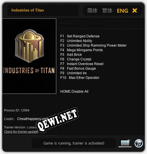 Industries of Titan: ТРЕЙНЕР И ЧИТЫ (V1.0.92)