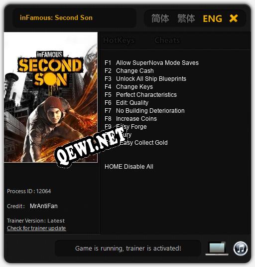 Трейнер для inFamous: Second Son [v1.0.5]