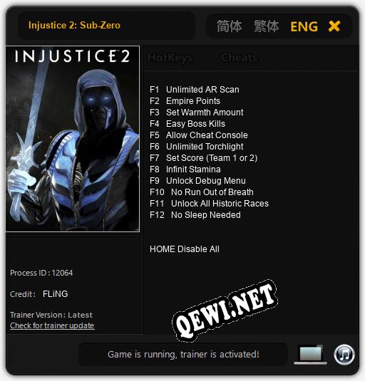 Injustice 2: Sub-Zero: Читы, Трейнер +12 [FLiNG]