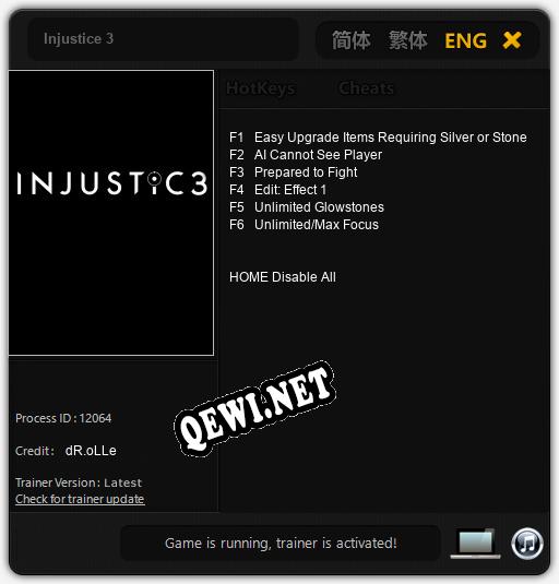 Injustice 3: Трейнер +6 [v1.6]