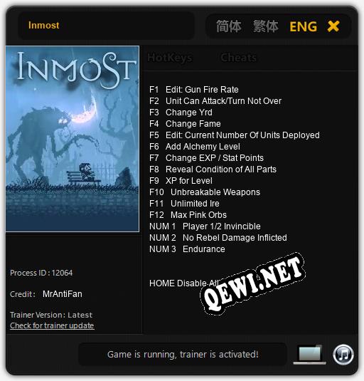 Трейнер для Inmost [v1.0.1]