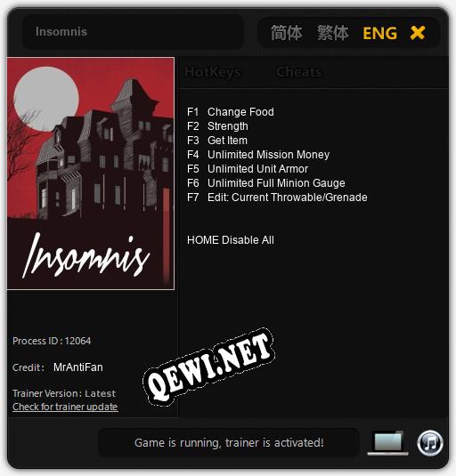 Трейнер для Insomnis [v1.0.1]