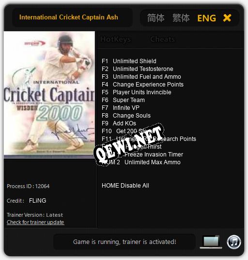 International Cricket Captain Ashes Edition 2006: ТРЕЙНЕР И ЧИТЫ (V1.0.68)