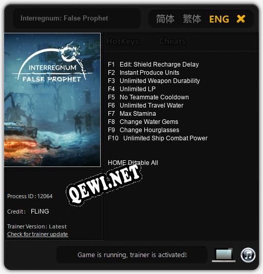 Трейнер для Interregnum: False Prophet [v1.0.2]